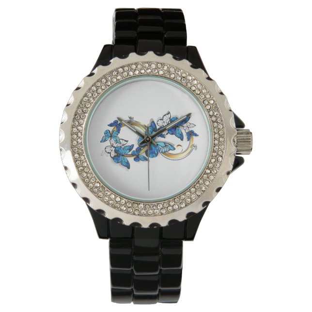 Montre Symbole infini de papillons Morpho bleus (devant)