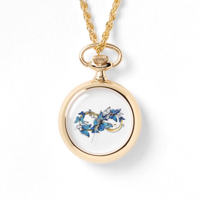 Montre Symbole infini de papillons Morpho bleus (Recto)