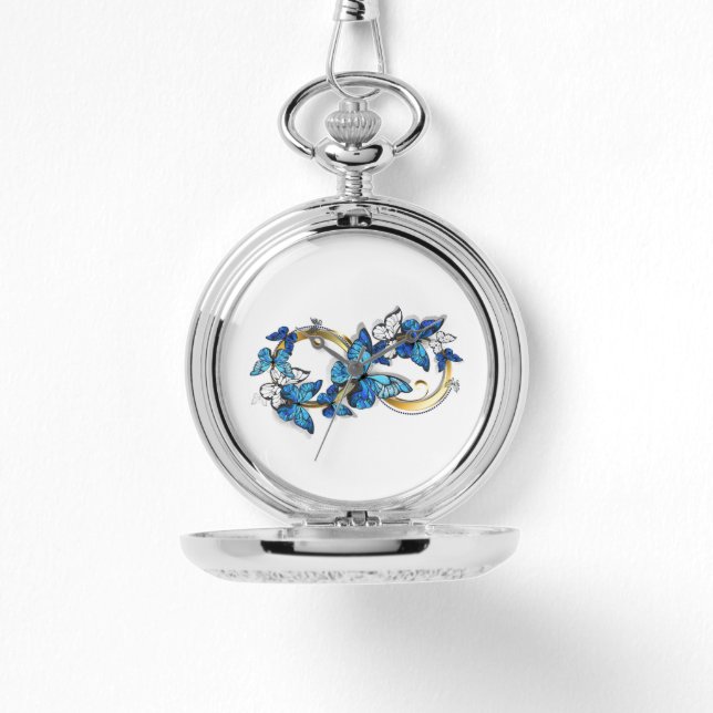 Montre Symbole infini de papillons Morpho bleus (Recto)