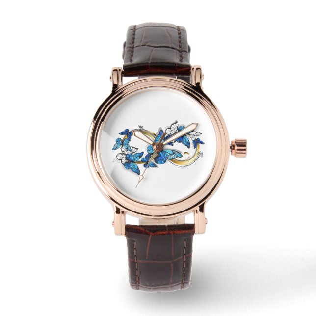 Montre Symbole infini de papillons Morpho bleus (Recto)