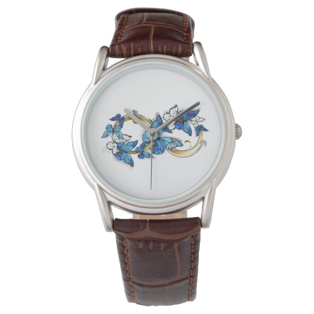 Montre Symbole infini de papillons Morpho bleus (devant)
