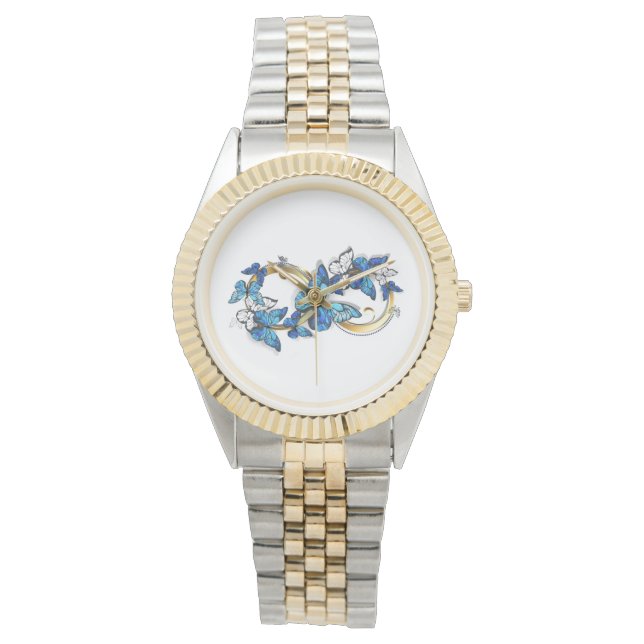 Montre Symbole infini de papillons Morpho bleus (devant)