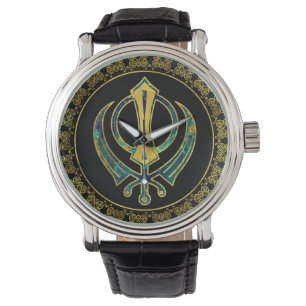 Montre Symbole Khanda or et marbre