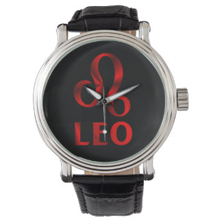 MONTRE SYMBOLE LEO ROUGE