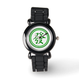 Montre Symbole Lucky Mahjong - Vert et Blanc