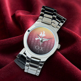 Montre Symbole lunaire Ox 牛 Rouge or chinois Zodiac or