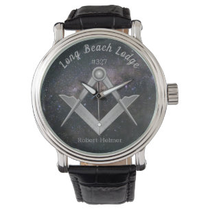 Montre Symbole maçonnique du ciel de nuit Monogramme Mono