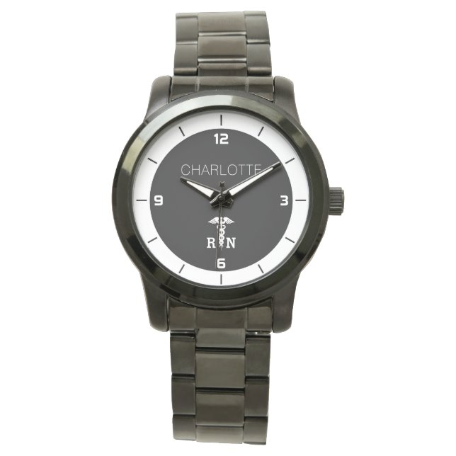 Montre Symbole Médicale RN personnalisé Infirmière diplôm (devant)