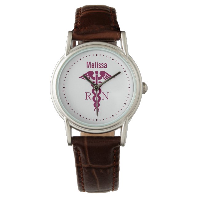 Montre Symbole Médicale simple Red Caduceus Nurse (devant)