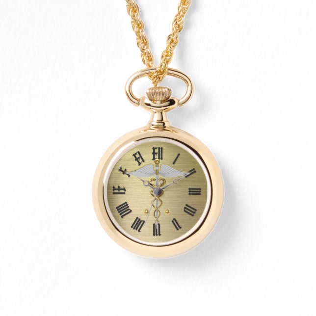Montre symbole or médical caducée (Recto)