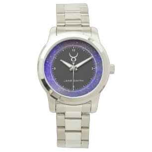 Montre Symbole signe Taurus Zodiac Galaxy Stars Nom perso