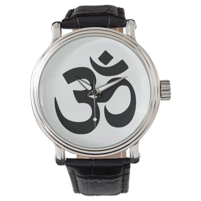 Montre Symbole simple noir Om Yoga Méditation Zen (devant)
