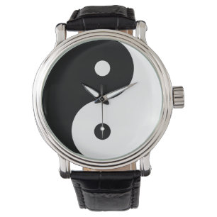 Montre Symbole Yin Yang Formes blanches noires en harmoni