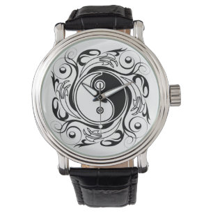 Montre Symbole Yin & Yang Tatouage Noir et Blanc