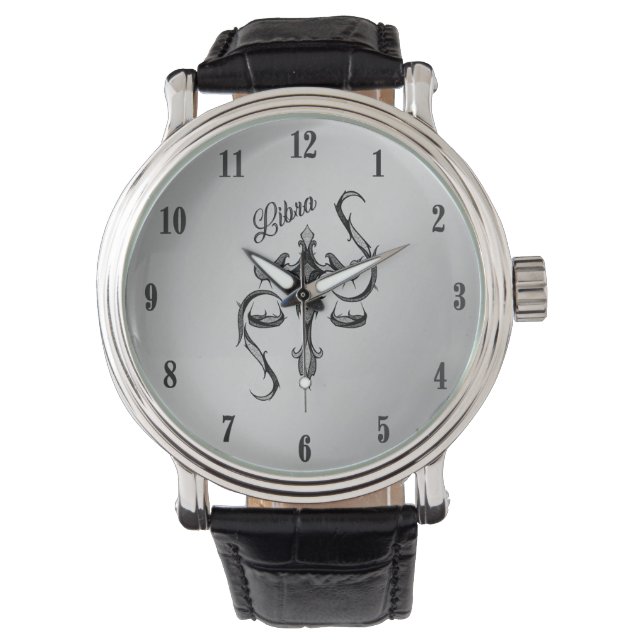Montre SYMBOLE Zodiaque Libra Numéros noirs (devant)