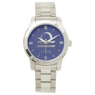 Montre Symbole zodiaque pour la bibliothèque sur le bleu