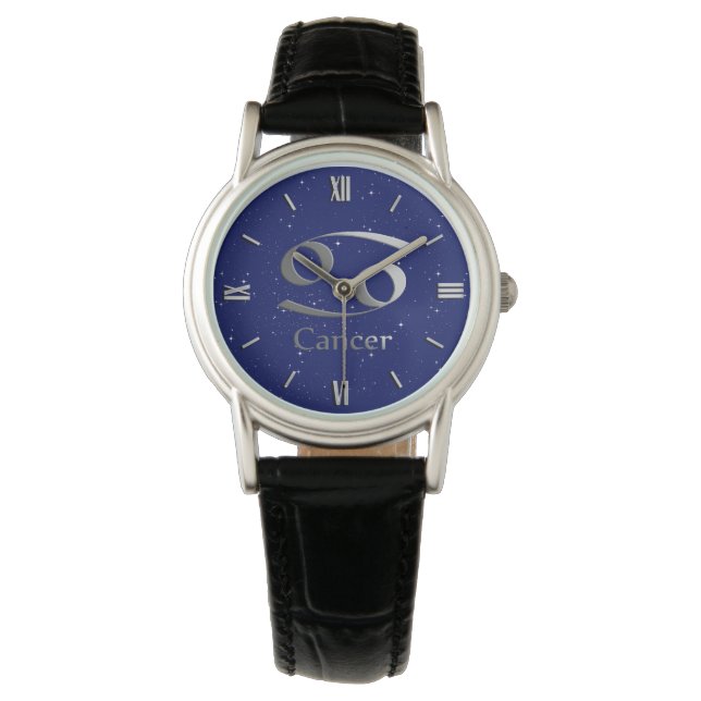 Montre Symbole zodiaque pour le cancer en bleu profond de (devant)