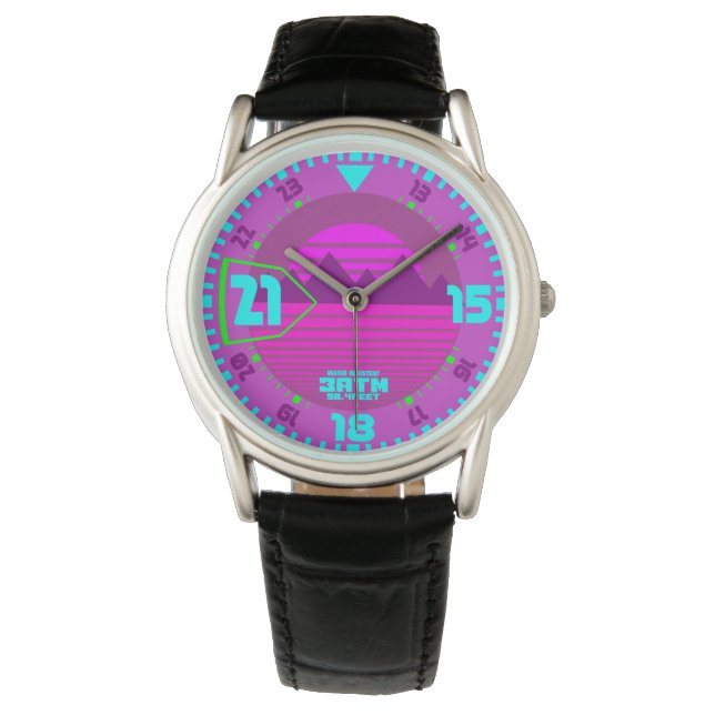 Montre Synth Style 80s 80 rétro violet (devant)