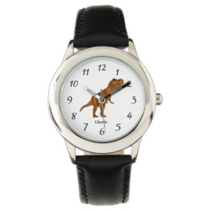 Montre T-Rex Dinosaur coloré Nom de l'enfant Personnalisé