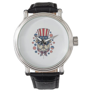 Montre T-shirt avec gravure vintage de bulldog patriotiqu