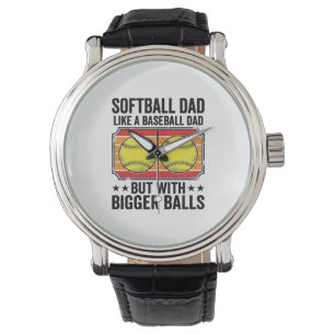 Montre T-shirt avec gravure vintage Papa Softball Boules