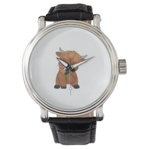 Montre T-shirt classique de la vache de Highland et du ch