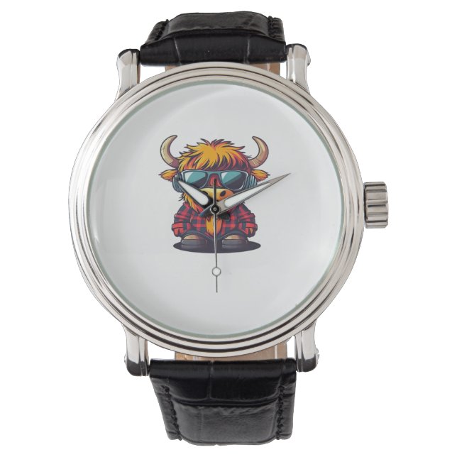 Montre T-shirt classique de la vache écossaise cool Highl (devant)