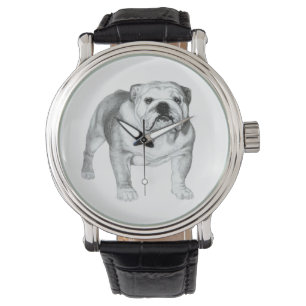 Montre T-Shirt de Bulldog Anglais dessiné à la main