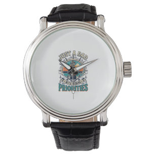 Montre T-shirt de pêche pour la fête des pères Papa Juste