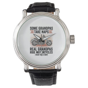 Montre T-shirt drôle de grand-père moto gravure vintage