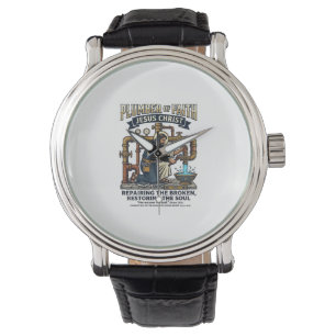 Montre T-shirt graphique Jésus Plombier Art chrétien_1