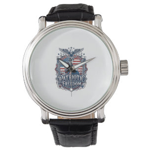 Montre T-shirt graphique vectoriel de broderie patriotiqu