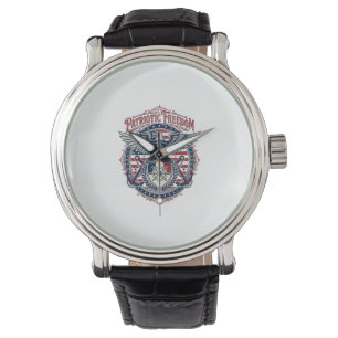 Montre T-shirt graphique vectoriel prépa côtier patriotiq