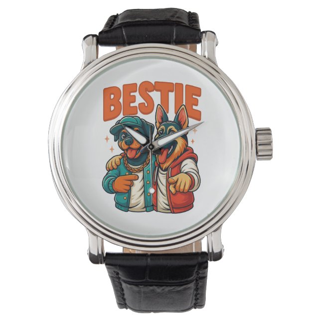 Montre T-shirt Hip hop Dog Besties Chemise pour amis (devant)