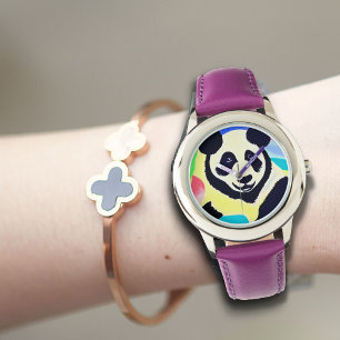 Montre T-shirt Panda fond multicolore