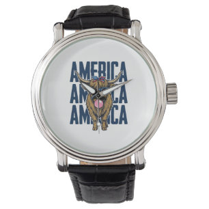 Montre T-Shirt Vintage Amérique Vache Highland Patriotiqu