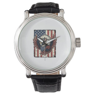 Montre T-shirt vintage lunettes de soleil aigle patriotiq