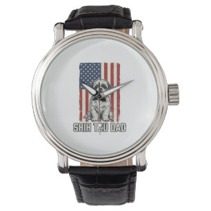 Montre T-shirt vintage pour chien avec drapeau patriotiqu