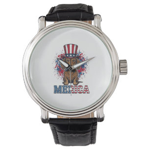 Montre T-shirt vintage pour chien teckel patriotique Meri