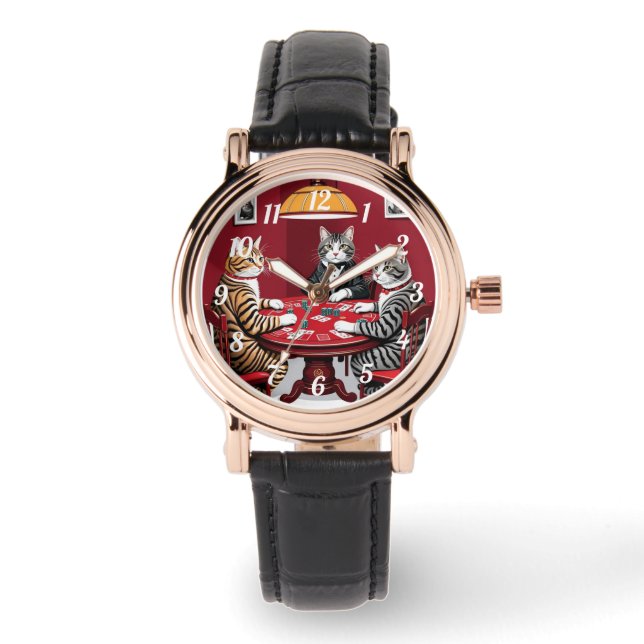 Montre Tabby Cats Jouer Au Poker (Recto)