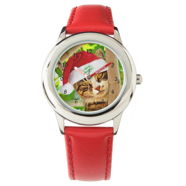 Montre Tabby de Noël, Chat dans un arbre. (devant)