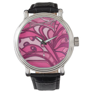 Montre Tableau Abstrait à panneau rose