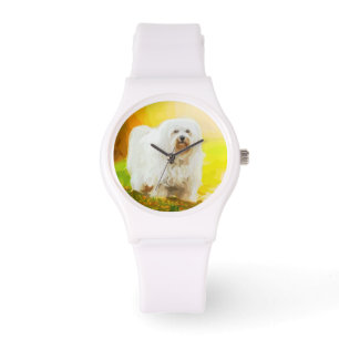 Montre Tableau Portrait de Chien Havanais Bichon
