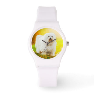 Montre Tableau Portrait de Chien Havanais Bichon