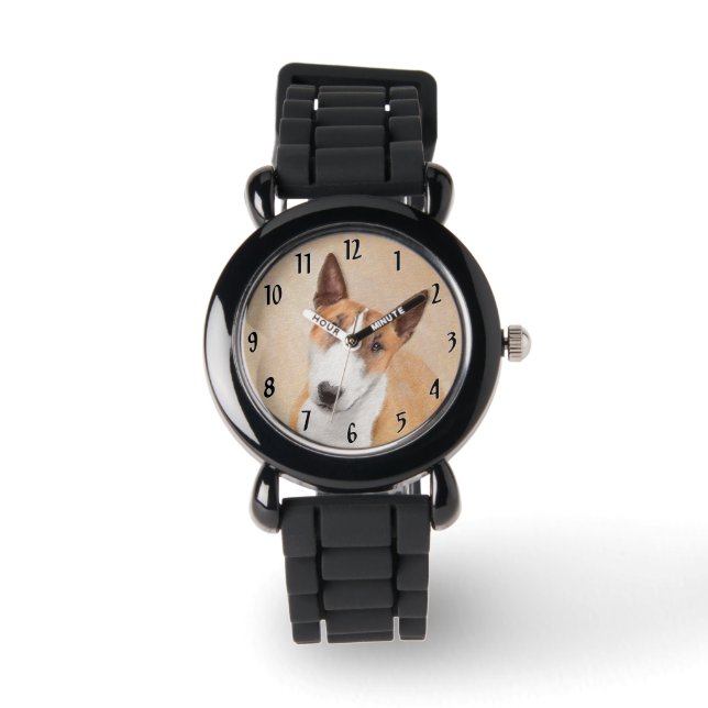 Montre Tabouret miniature Terrier Peinture - Art Chien or (Recto)