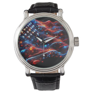 Montre Taches de peinture du drapeau américain
