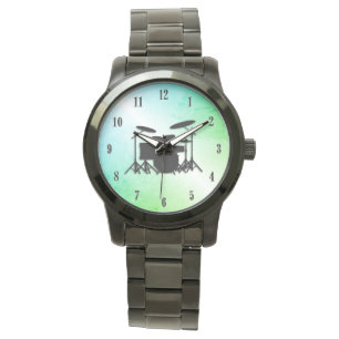 Montre Tambour Noir Numéros Wristwatch