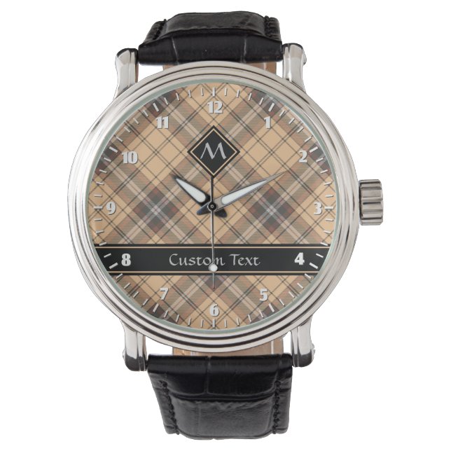 Montre Tartan beige et marron (devant)