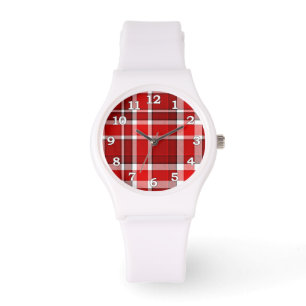 Montre Tartan blanc rouge