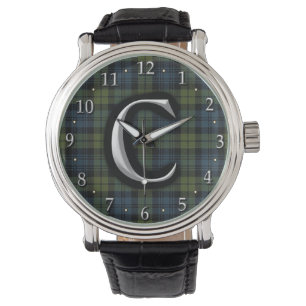 Montre Tartan de monogramme de la lettre C de Campbell